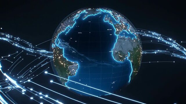Assignment depicting international data streams across dark universe