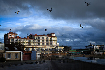 Winter morning on the sea coast