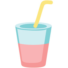 Lemonade in glass vector. Drink with straw icon. Fresh juice or soda summer cocktail isolated illustration on white background