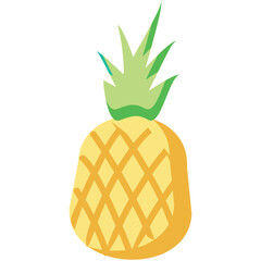Vector pineapple. Tropical icon summer fruit isolated illustration. Nature ananas plant food cartoon on white background