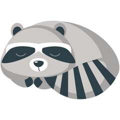 Raccoon sleep vector. Cute lazy animal sleeping having sweet dream cartoon icon isolated illustration on white background. Bedtime, good night concept