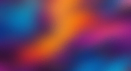 Vibrant abstract color gradient background with a subtle frosted glass effect, showcasing a dynamic blend of blue, purple, orange, and pink hues