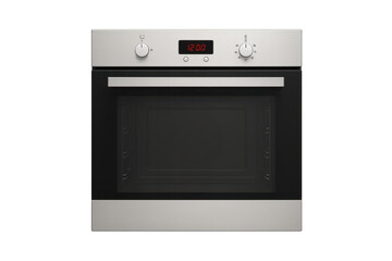 Fototapeta premium Silver built-in oven isolated on transparent background, modern kitchen appliance