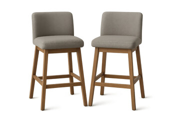 Two modern bar stools isolated on transparent background, interior design asset