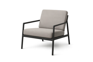 Obraz premium Elegant grey armchair with black frame isolated on transparent background