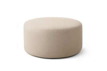 Elegant beige pouf isolated on transparent background, interior furniture item