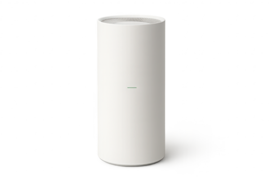 Modern white air purifier isolated on a transparent background for design use