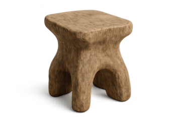 Wooden stool isolated on transparent background, cutout design element render