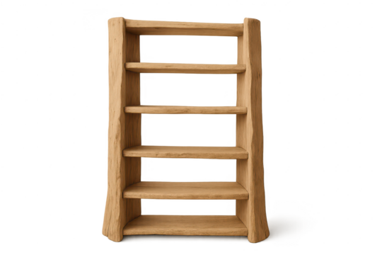 Rustic wooden bookshelf, isolated on transparent background, old and weathered - Powered by Adobe