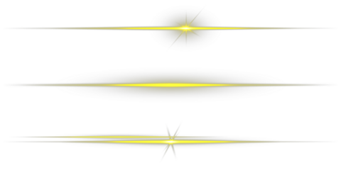 Glowing gold line, horizontal light rays, flash. Horizontal Rays of yellow light on transparent background. Glowing horizontal gold light line with radiant shine and beam effect. Glowing long line.