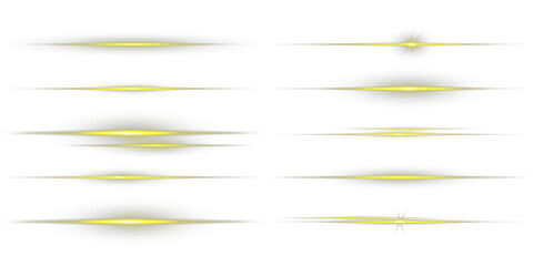 Obraz premium Yellow light rays, Neon line futuristic energy sign, Flare light, laser beam effect. Glowing Laser Beams png. Glowing horizontal gold light line with radiant shine and beam effect. Glowing long line.