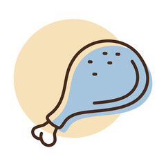 Roasted Chicken Drumstick Minimal Flat Icon