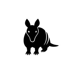 Black and white armadillo animal silhouette