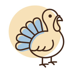 Cute Turkey Bird Minimal Line Icon