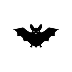Black and white flying bat animal silhouette illustration