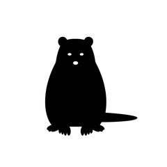 Black beaver animal silhouette illustration isolated on white background