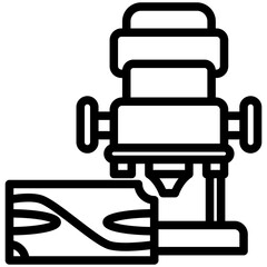 Wood Router Black Outline Icon, Mini Illustration Relate To Carpentry, Wood Industry. Use For Modern Concept, Ui, Ux Web And App Development.