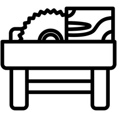 Circular Saw Black Outline Icon, Mini Illustration Relate To Carpentry, Wood Industry. Use For Modern Concept, Ui, Ux Web And App Development.