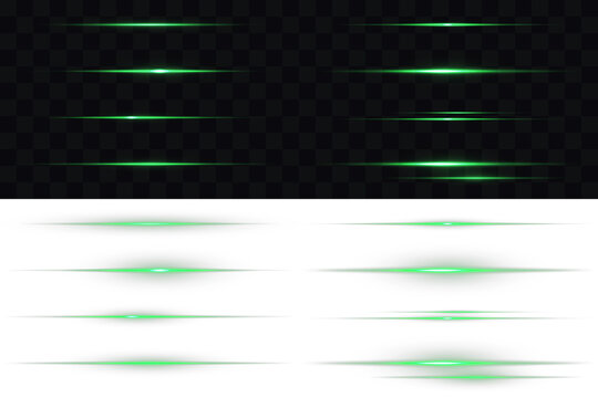 Light green effect reflections, neon illumination in white colors. Shiny stars, glowing sparks on a black background. Minimalistic horizontal light effect with sharp gradient and smooth fade at edges.