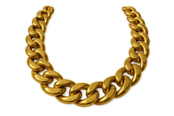 Obraz premium Heavy golden chain isolated on a transparent background, luxury and wealth
