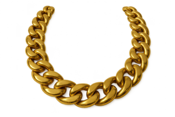 Heavy golden chain isolated on a transparent background, luxury and wealth