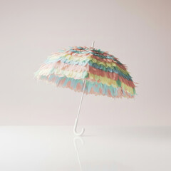 Umbrella Covered in Soft Colorful Feathers