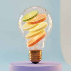 Citrus Slices Inside a Glass Light Bulb