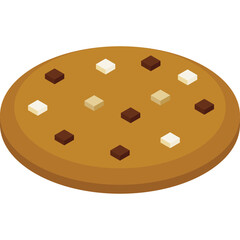 Pixel Art Chocolate Chip Cookie with Light and Dark Brown Chunks on a Transparent Background