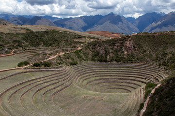 Moray archaeological site in the Sacred Valley of the Incas, Peru