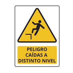 Peligro caidas a distinto nivel sign (trad. danger of falls from different levels)