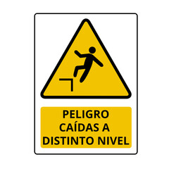 Peligro caidas a distinto nivel sign (trad. danger of falls from different levels)