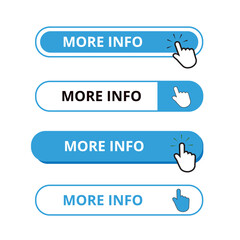 White and blue more info bar buttons isolated on a white background