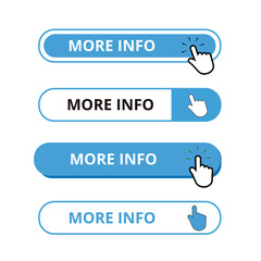 White and blue more info bar buttons isolated on a white background