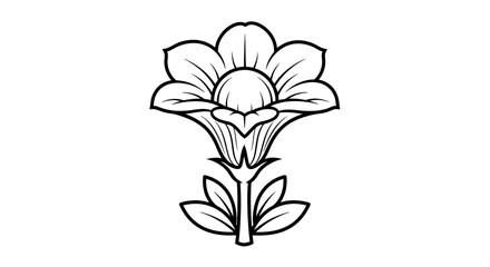 Stylized flower line art illustration on a clean white background.