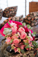 Coziness and style. Modern event design. European traditional wedding ceremony decoration and...