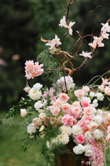 Coziness and style. Modern event design. European traditional wedding ceremony decoration and...