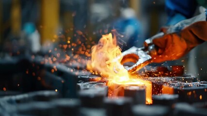 Medium shot showing a worker using a specialized tool to heat bend areas in metal easing stress and improving flexibility for construction use.