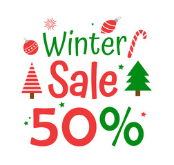 Winter sale. Text, bener, lettering, poster