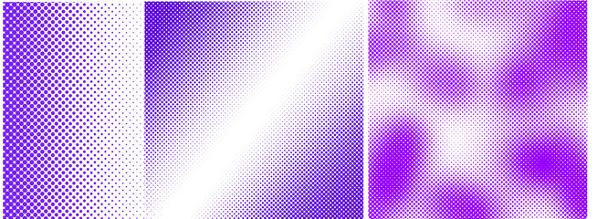 Conjunto de fondos abstractos de trama de semitonos con puntos y cuadrados 