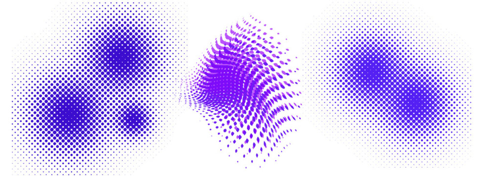 Conjunto de fondos abstractos de trama de semitonos con puntos y cuadrados
