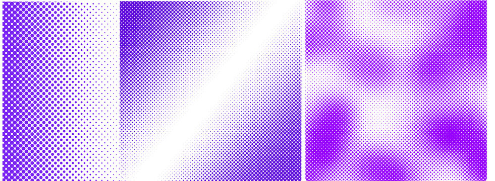 Conjunto de fondos abstractos de trama de semitonos con puntos y cuadrados
