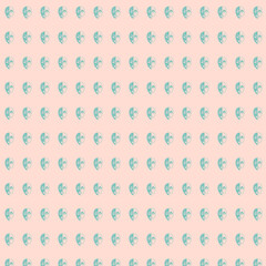 Repeating Pattern of Teal and White Masks on Peach Background