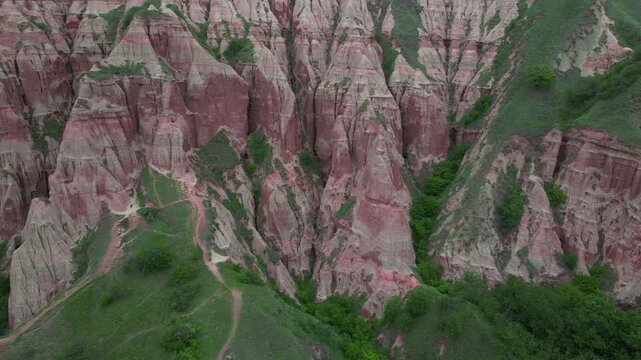 Stunning aerial footage of the Rapa Rosie geological reserve, a natural monument in Romania