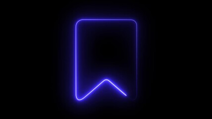 Glowing neon line bookmark save icon animation. representing saved pages, reading list, favorites, quick access, marked items, and modern digital interface navigation tool design