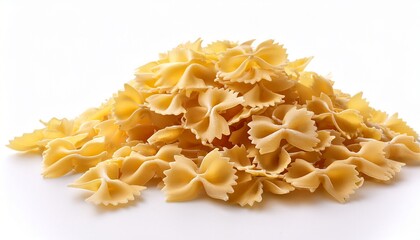 Heap Of Raw Farfalle Pasta Isolated On White Background