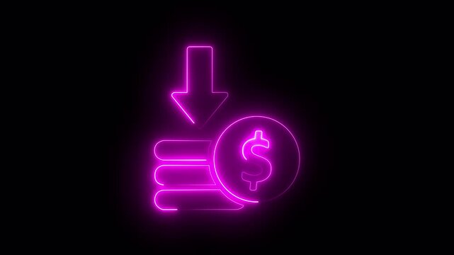 animated of cost symbol dollar increase and decrease icon, money, dollar sign with arrow down. Money loss concept. Business loss. Cash with down arrow stocks graph, concept of financial crisis, market