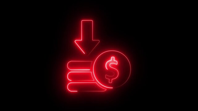 animated of cost symbol dollar increase and decrease icon, money, dollar sign with arrow down. Money loss concept. Business loss. Cash with down arrow stocks graph, concept of financial crisis, market