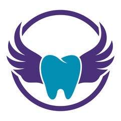 Dental Wings Logo Icon Design. Dentist Tooth with Wings vector illustration