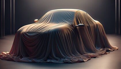 unknown new mystery car presentation covered by fabric