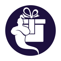 Genie gift box logo design icon vector. Genie bow logo illustration.